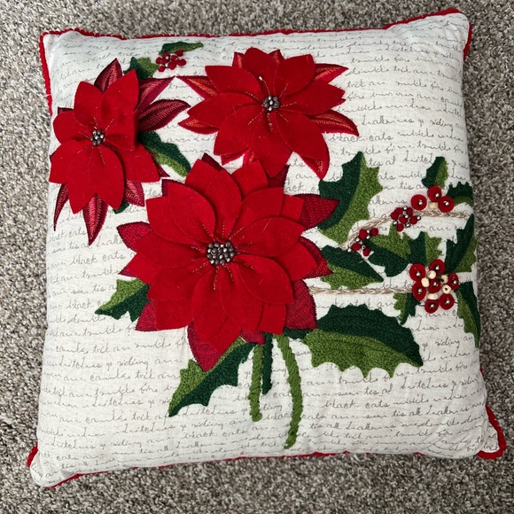 Pier 1 Holiday Pier Poinsettia Embroidered Christmas Pillow Poshmark